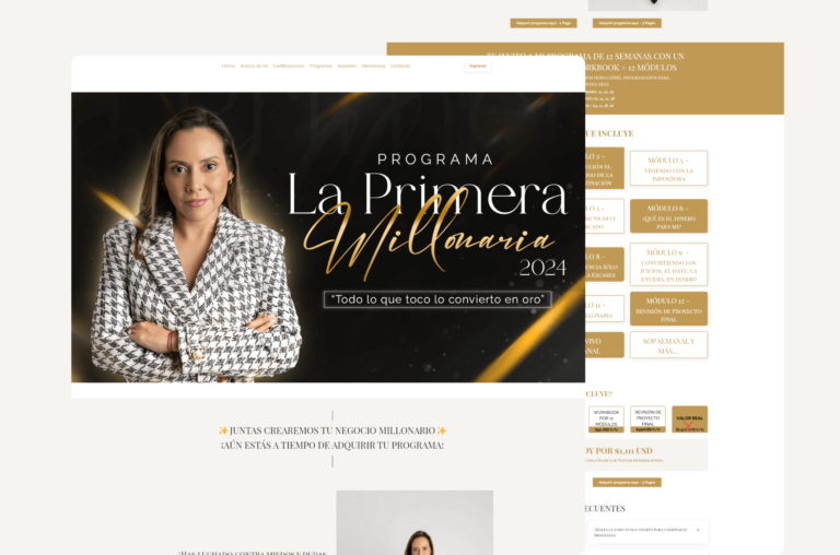 Página web (La primera millonaria) para Carolina Jarinova